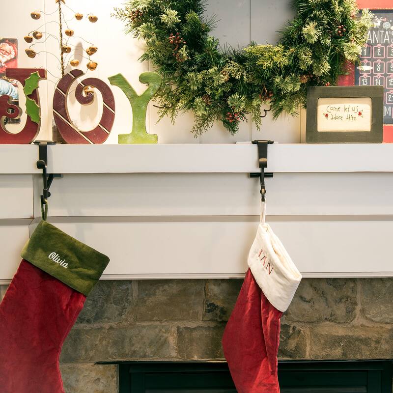 Garland and christmas stocking holder for mantle (2-Pack) (Brown)
