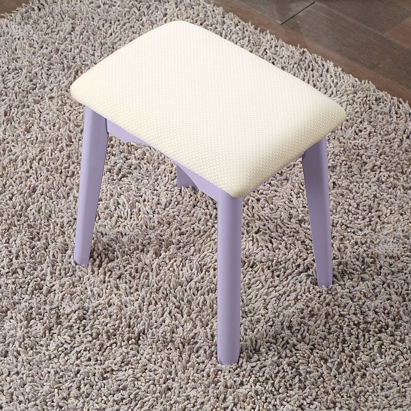 Roundhill Furniture Liannon Contemporary Wood Vanity and Stool Set
