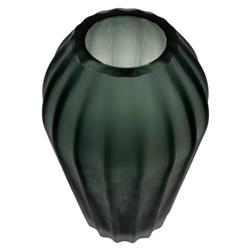 12" High Premium Contemporary Glass Vase in Grayish Blue