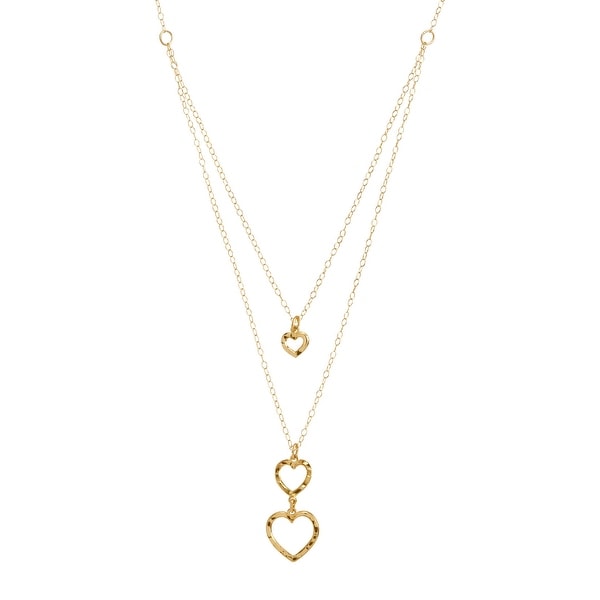 Eternity Gold Layered Textured Hearts Pendant in 10K Gold - Yellow