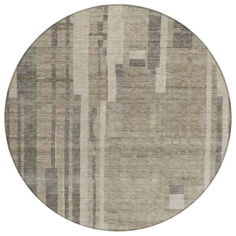 Machine Washable Indoor/ Outdoor Modern Stripes Chantille Rug