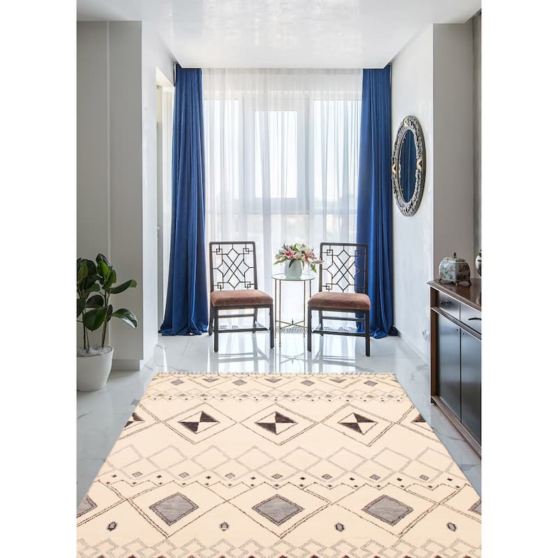 ECARPETGALLERY Hand-knotted Pak Finest Marrakesh Cream Wool Rug - 8'1 x 10'5