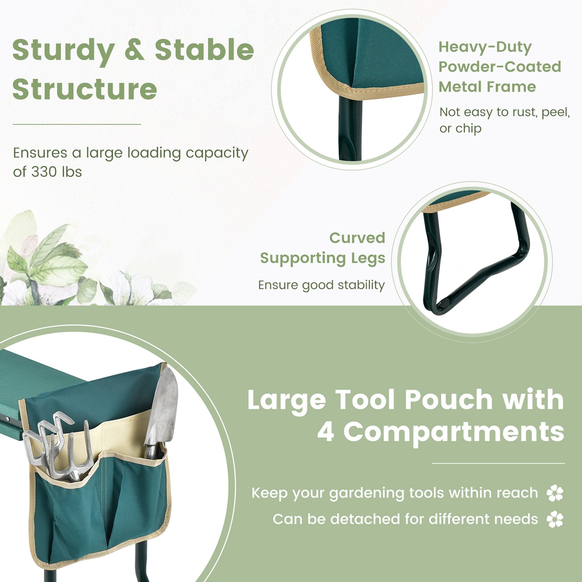 Costway folding sturdy garden kneeler gardener kneeling hot sale pad & cushion seat knee pad seat