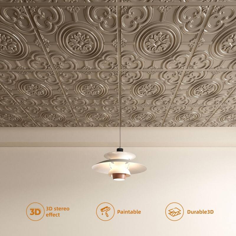 Atr3d 12 Pack 24"x24" 3D Wall Panel Ceiling Tiles Cover 48 Sq.Ft. for Home Decor