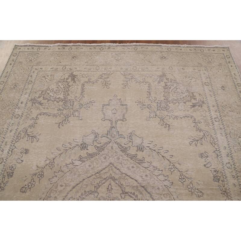 Antique Distressed Tabriz Persian Area Rug Hand-knotted Wool Carpet - 6'7" x 9'8"