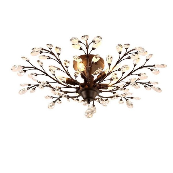 Industrial crystal K9 crystal ceiling light with rust finish. Opens flyout.