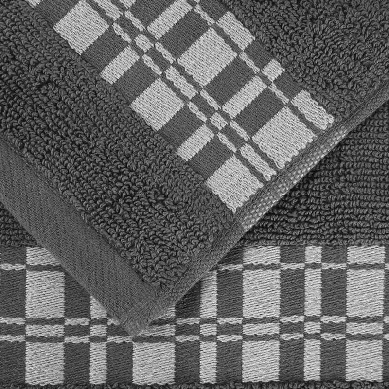 Superior Larissa Cotton Embroidered Geometric Border Bath Towel Set of 4