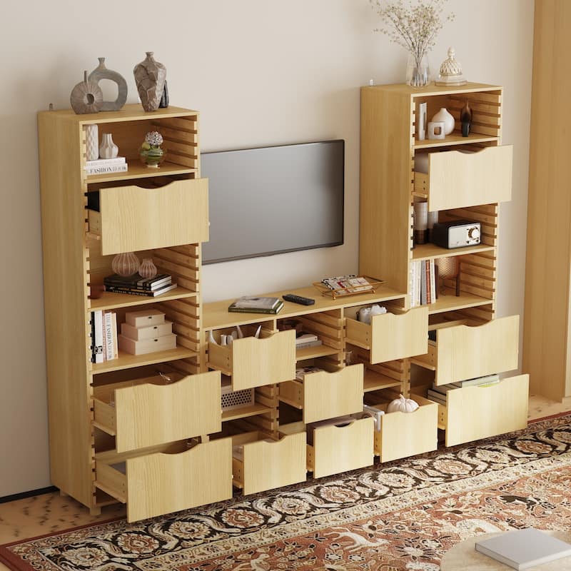 Entertainment Combo Units 2 Storage Cabinets and TV Stand Console Sets