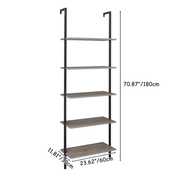5-Tier Wood Ladder Bookcase with Metal Frame - Bed Bath & Beyond - 34190146