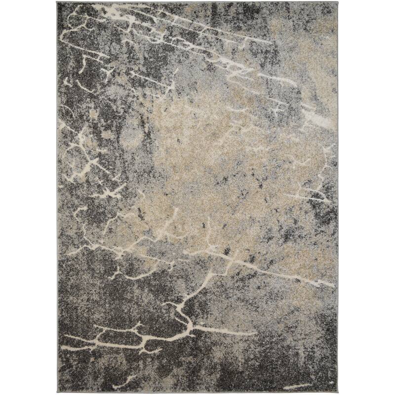 Lightning Gray Contemporary Area Rug - 5'3" x 7'3" - Grey