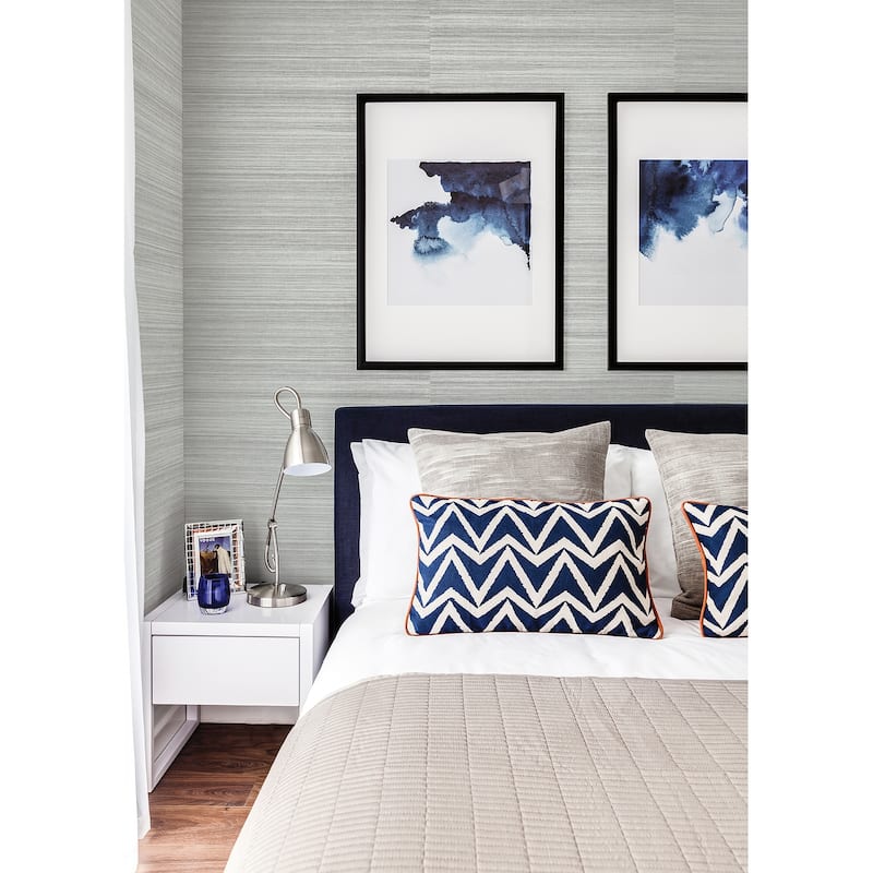 A-Street Prints Zoysia Platinum Grasscloth Wallpaper