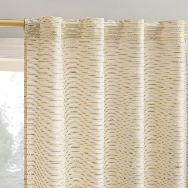 No. 918 Laurel Space Dyed Textured Semi-Sheer Back Tab 1-Piece Curtain Panel, Single Panel - 40" x 63" - Taupe