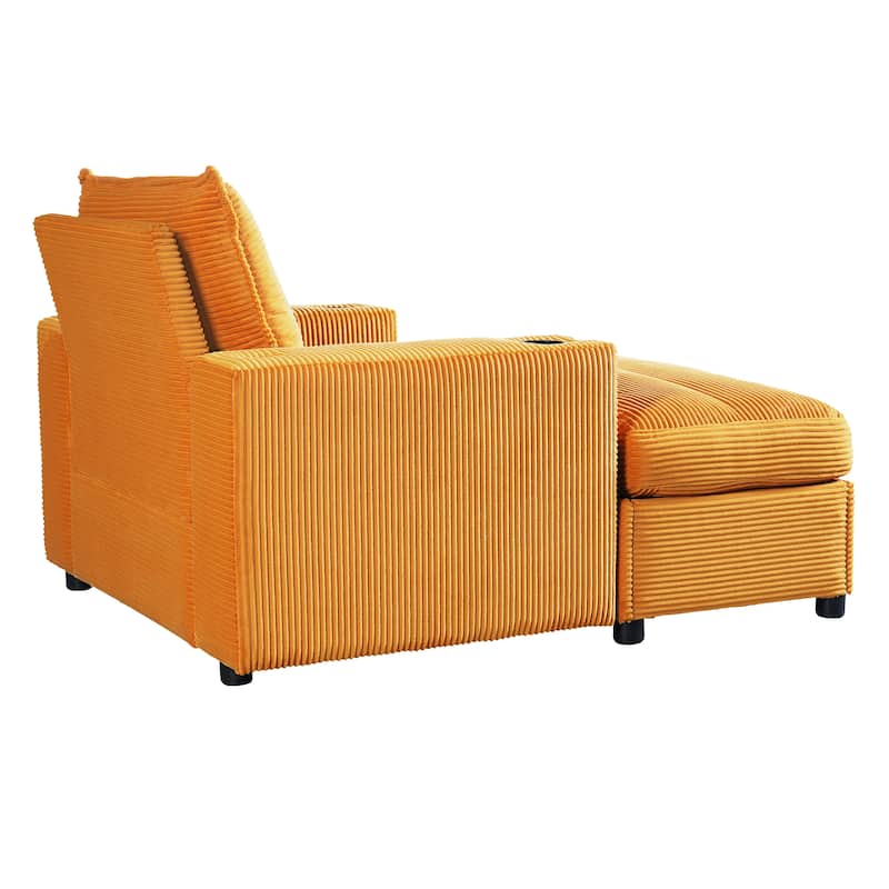 Christopher Knight Home - LuxeComfort Grey Oversized Corduroy Upholstered Chaise Lounge Chair with Storage Ottoman.