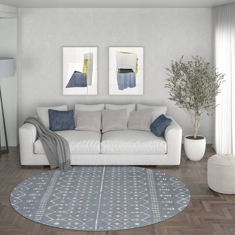 Carrington Transitional Geometric Indoor Area Rug - 7'10 x 7'10 - Dark Grey