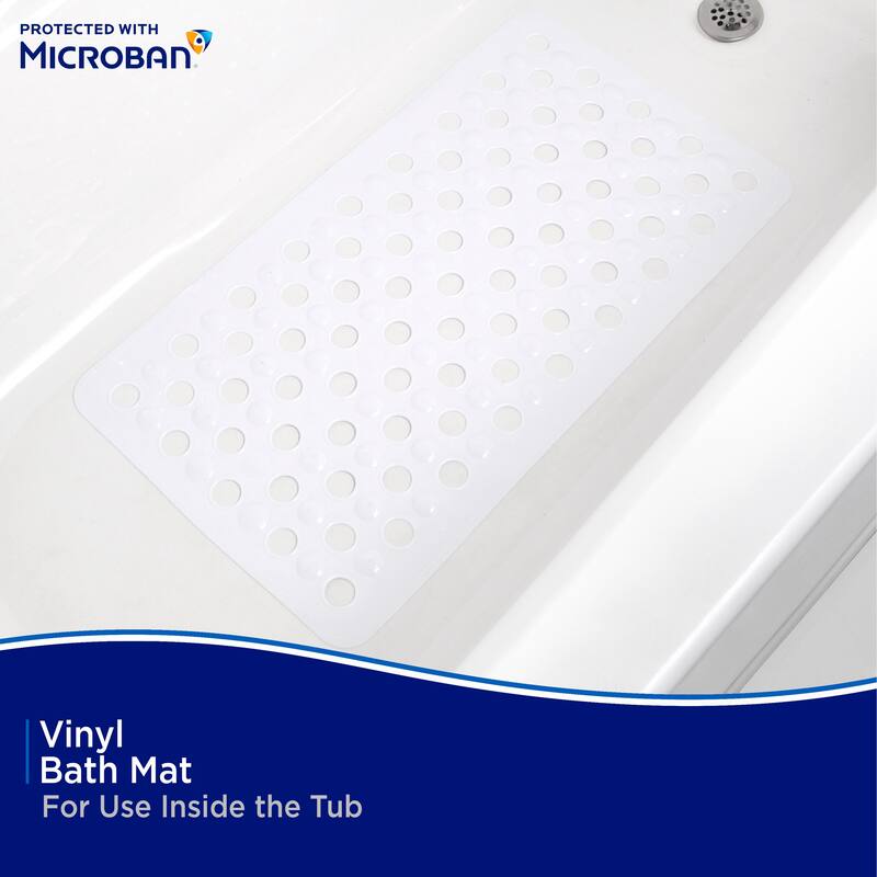 Kenney Microban Protected Vinyl Bath Mat, 27" L x 14.5" W