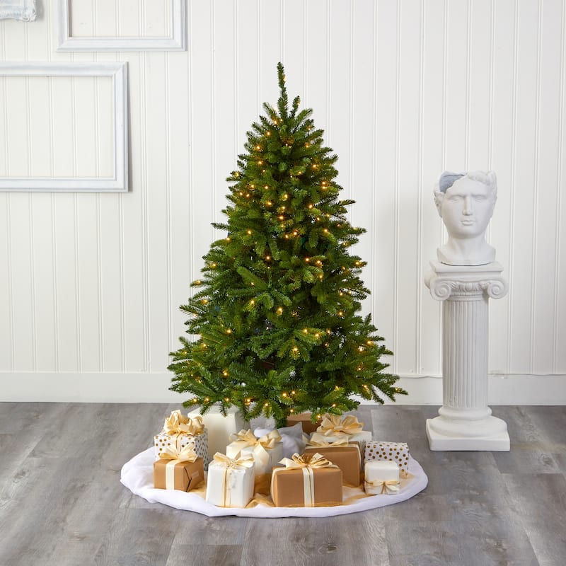5' Pre-Lit Sierra Spruce Artificial Christmas Tree, Clear LED Lights - 5 Foot
