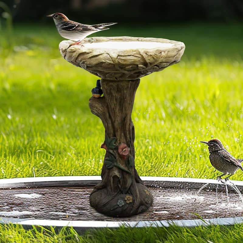 SunJet 25.5" Tall Concrete Outdoor Bird Bath - 25.5'' H X 17.7'' W X 17.7'' D