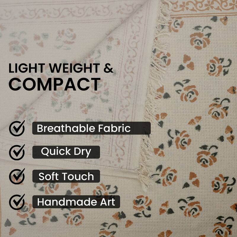 Fabdivine Hand Block Floral Print Waffle Weave Kitchen, Dining Room Use, Gift Hand Towel