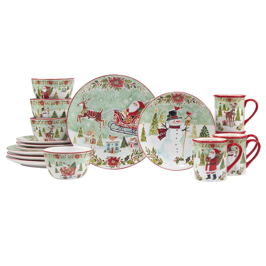 Certified International Joy of Christmas 16 Piece Dinnerware Set, Service for 4