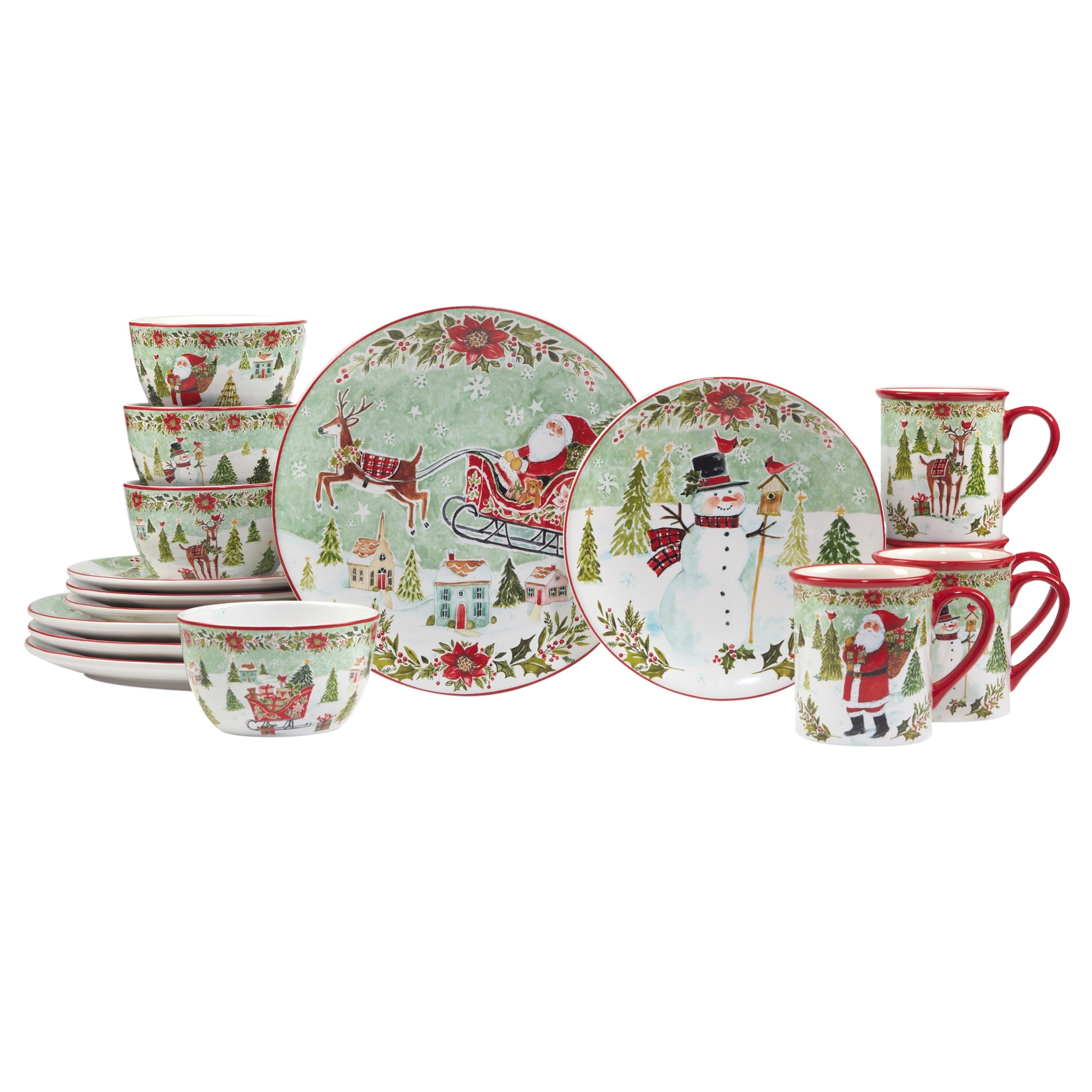 Certified International Joy of Christmas 16 Piece Dinnerware Set, Service for 4