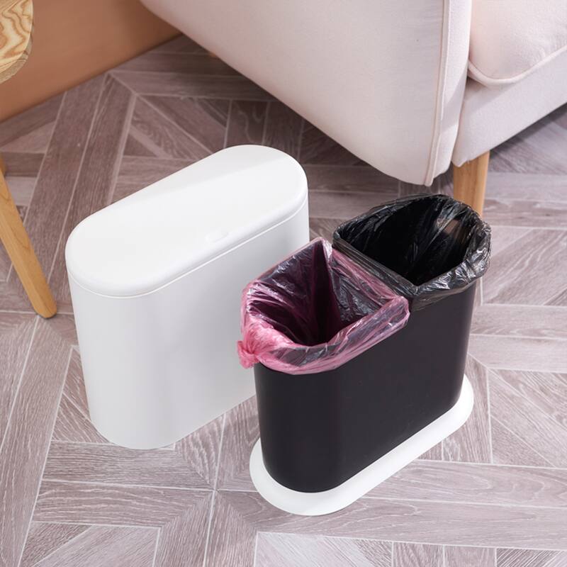 HANAMYA 2.4 Gallon Slim Trash Can with Press Top Lid