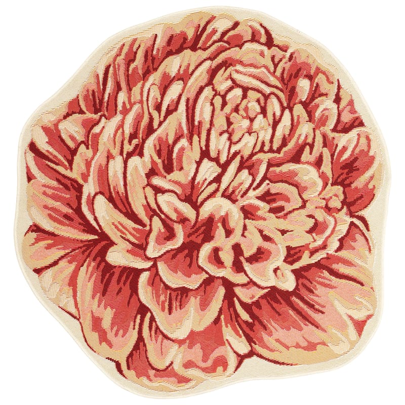 Liora Manne Esencia Peony Indoor/Outdoor Mat Green 3'3"x3'3"