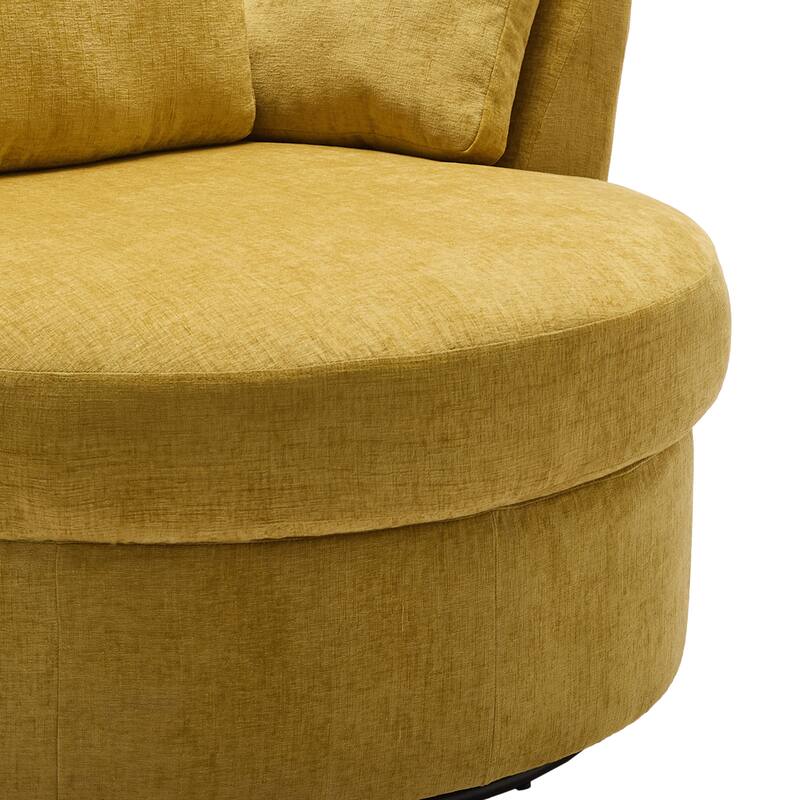 Set of 2 Upholstered Swivel Accent Barrel Chairs with Toss Pillows