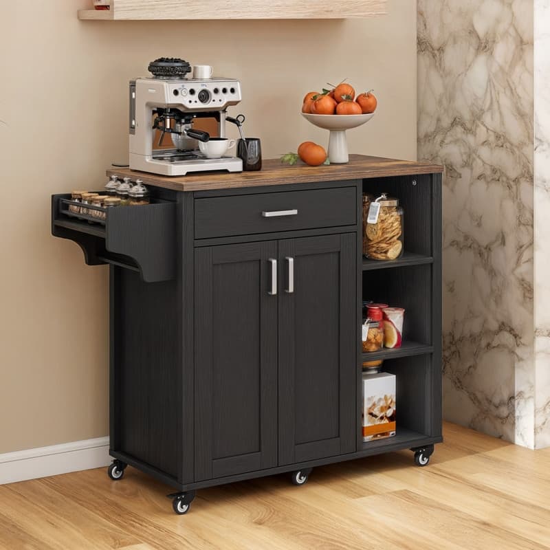 Moasis Rolling Kitchen Island Cart Storage Cabinet on Wheels