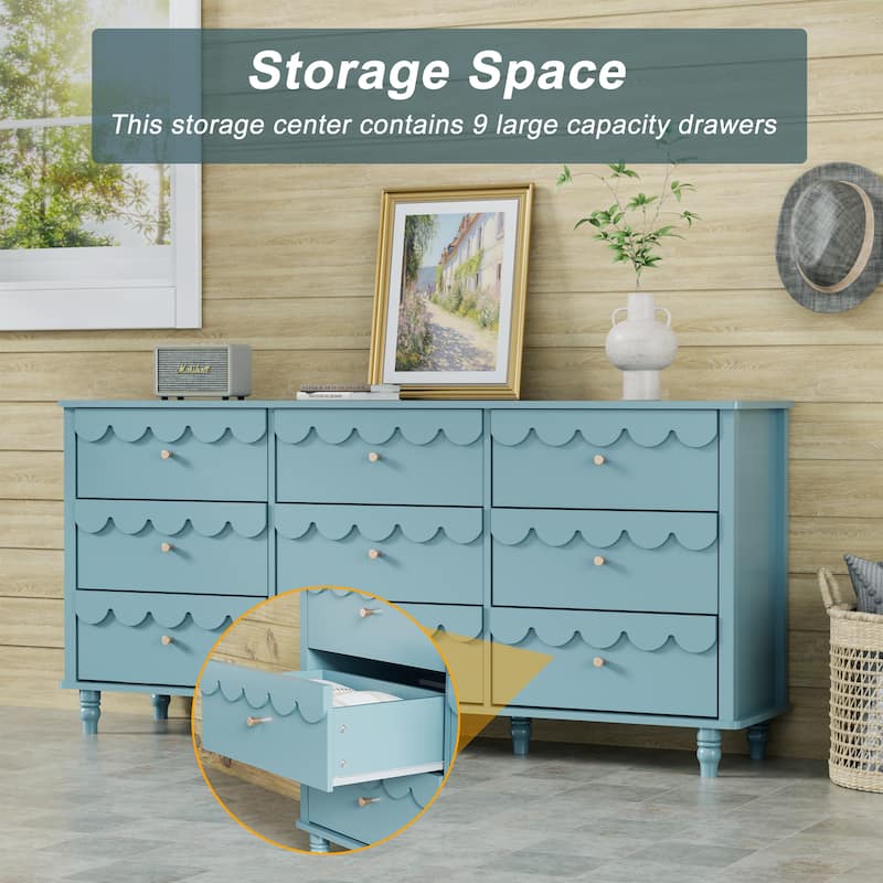 Princess Storage Set 9-Drawer Lace Dresser with Nightstand