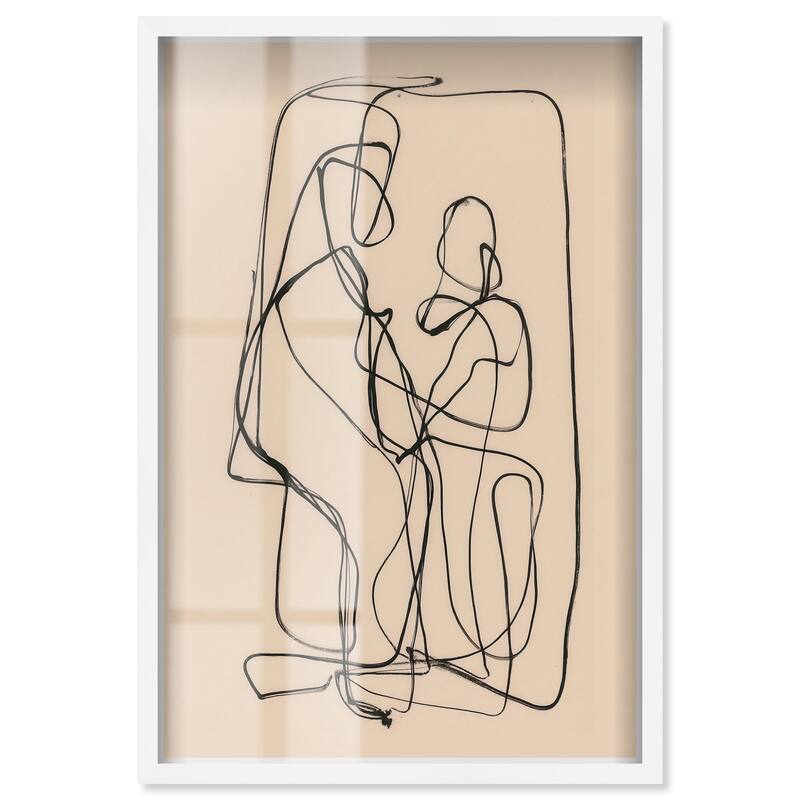 Embrace of Lines II Shadowbox by Art Remedy - White - 16" x 24"