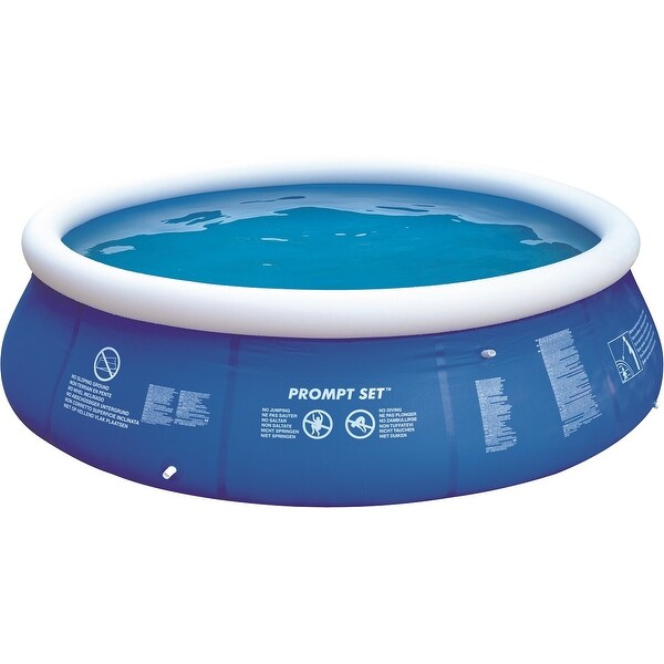 12' Blue and White Inflatable Above Ground Prompt Set Swimming Pool