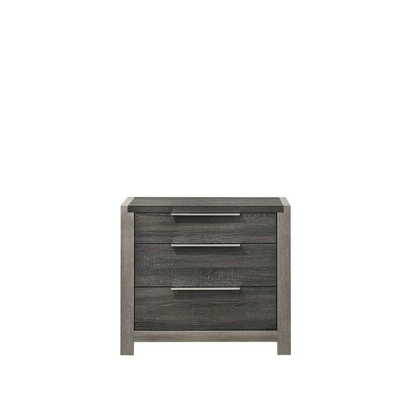 Elegant Gray Nightstand with 3 Spacious Storage Drawers
