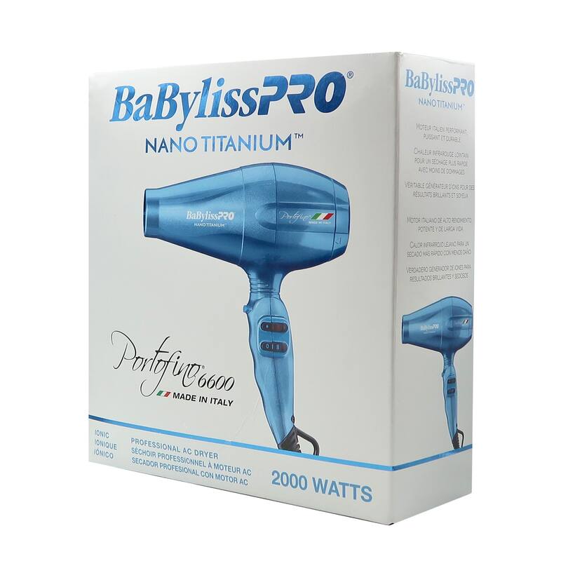 Babyliss Pro Nano Titanium Portofino 6600 Full-Size Hair Dryer, Blue BNT6610N + Cutting Cape + Barberology Comb Black