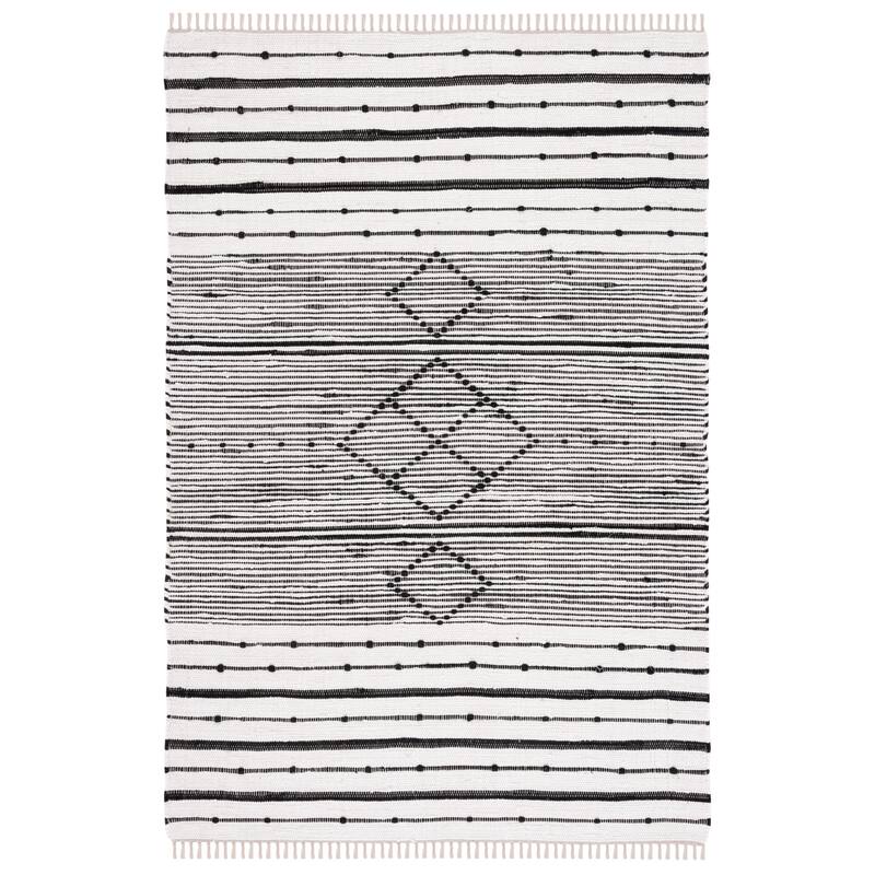 SAFAVIEH Handmade Striped Kilim Yuzu Transitional Rug - 5' x 8' - Ivory/Black