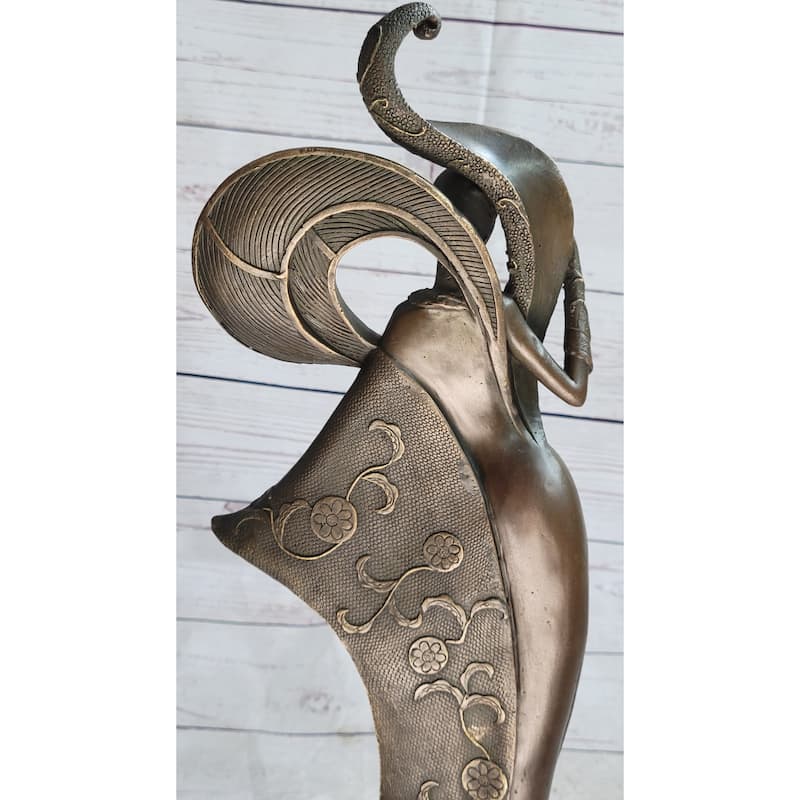 Signed Original Kin A Tribute To Erte Bronze Sculpture Marble Figurine Figure