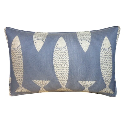 Jiti Outdoor Woven Fish Salmon Patterned Waterproof Decorative Accent Rectangle Lumbar Pillows 12 x 20