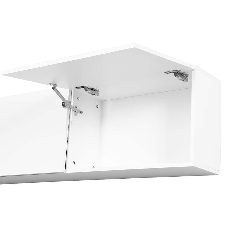 93" Modern High Gloss TV Stand with Wall Mounted Floating Storage Cabinets
