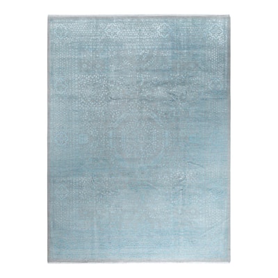 Ikat One-of-a-Kind Hand-Knotted Area Rug - Gray, 9' 0" x 12' 0" - 9' 0" x 12' 0"