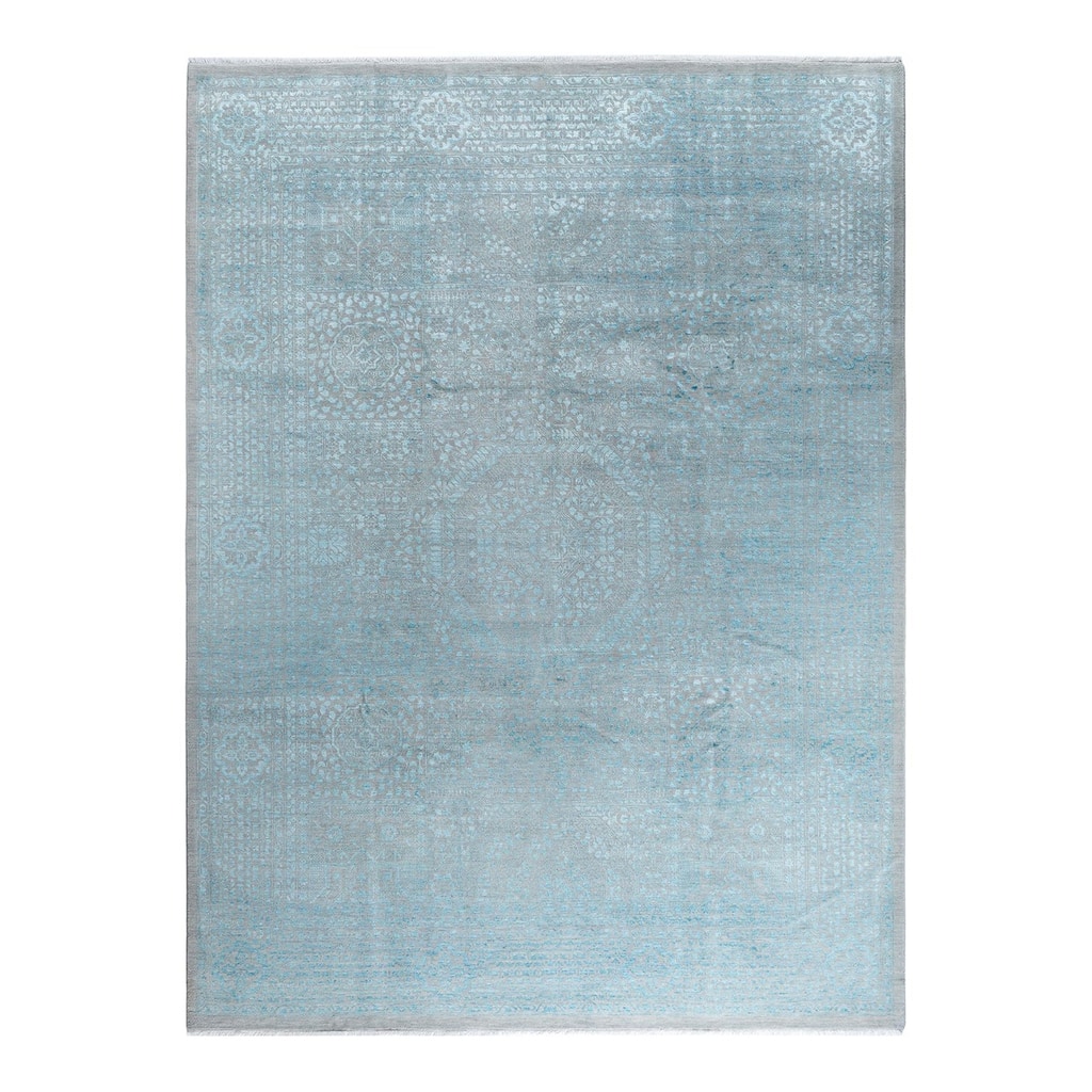 Ikat One-of-a-Kind Hand-Knotted Area Rug - Gray, 9' 0" x 12' 0" - 9' 0" x 12' 0"