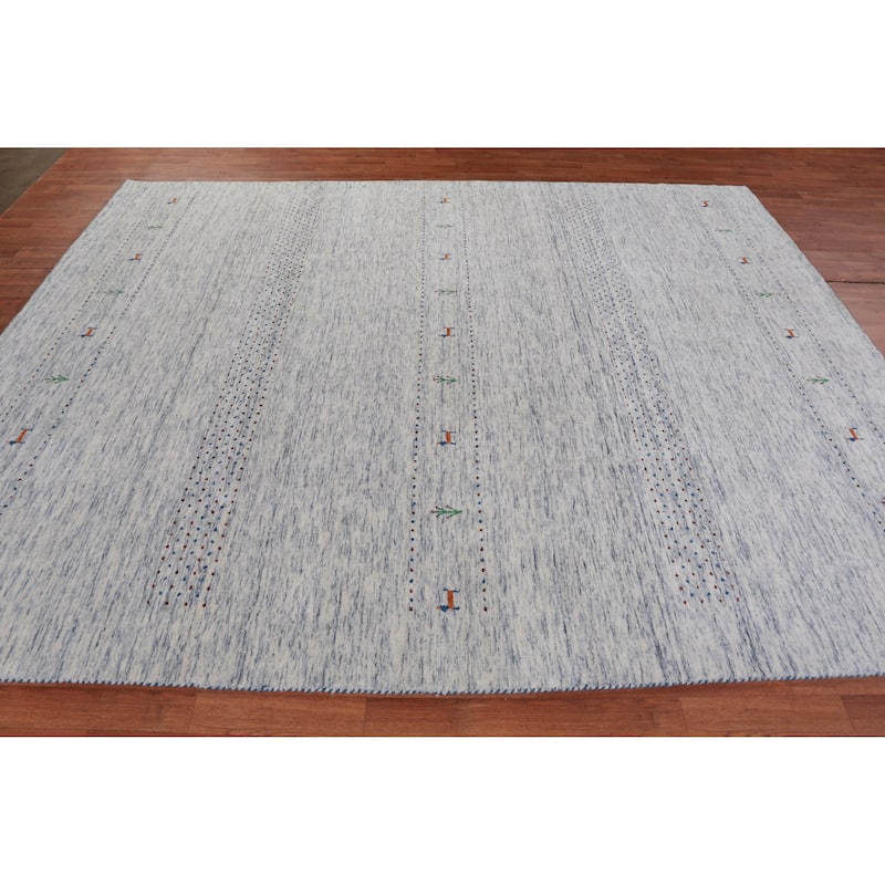 Hand Knotted Oriental 100% Wool Carpet Tribal Animal Pictorial Greys & Charcoal Gabbeh Area Rug - 9' 11'' X 7' 11''