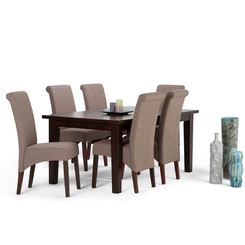 WYNDENHALL Franklin Transitional 7 Pc Dining Set with 6 Upholstered Dining Chairs and 66 inch Wide Table