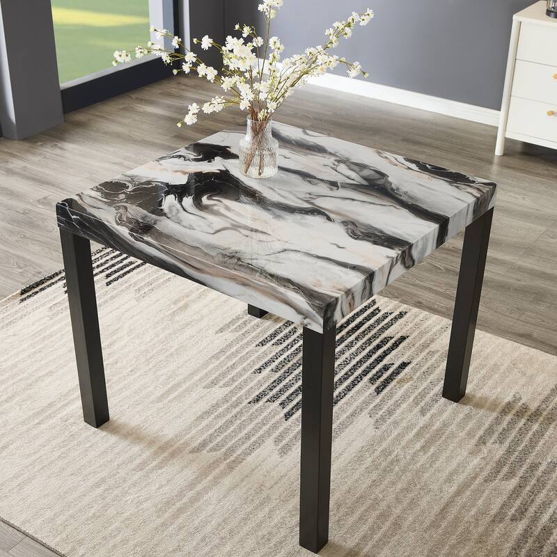Roundhill Furniture Cavira Modern Faux Marble Counter Height Dining Table - Multi-color