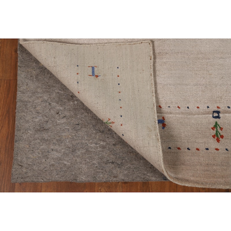 Tribal Gabbeh Indian Foyer Rug Handmade Beige Silk Carpet - 3'1"x 4'11"