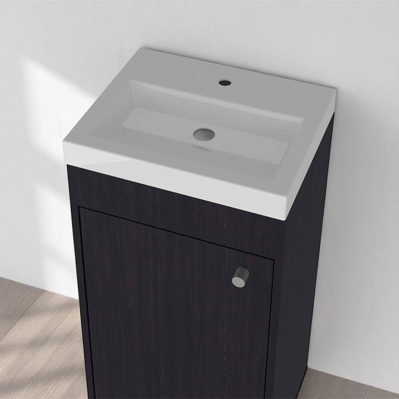 16" Bathroom Vanity with Integrated Sink,Compact Freestanding Cabinet with Storage,Ideal for Small Bathrooms,No Faucet Included