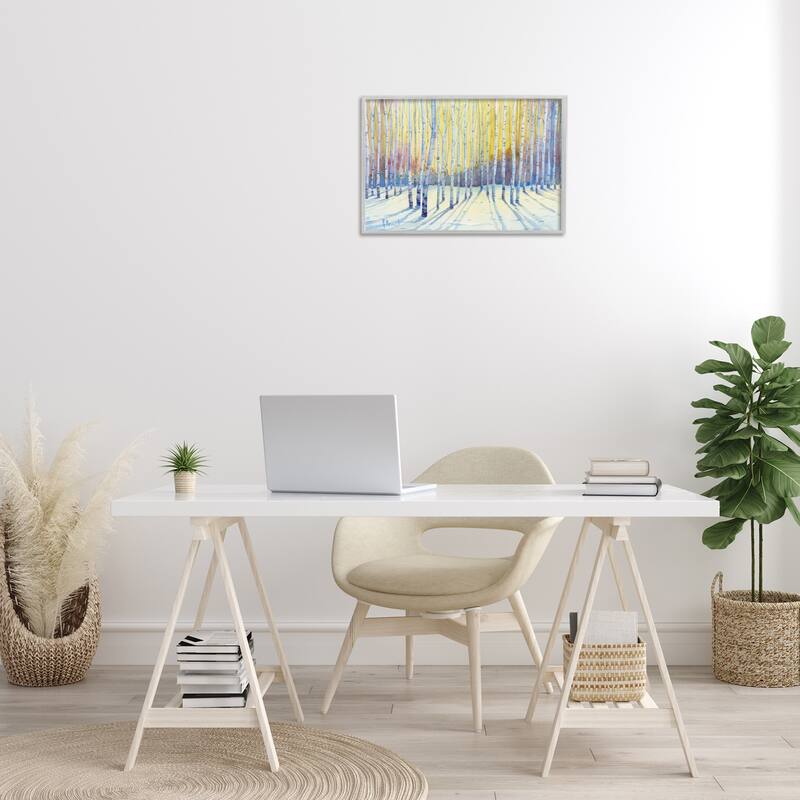 Stupell Sunlit Winter Birch Trees Framed Giclee Art Design By Paul Brent
