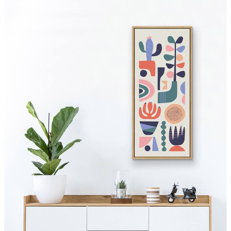 Kate and Laurel Sylvie Mid-Century Succulents Canvas By Rachel Lee