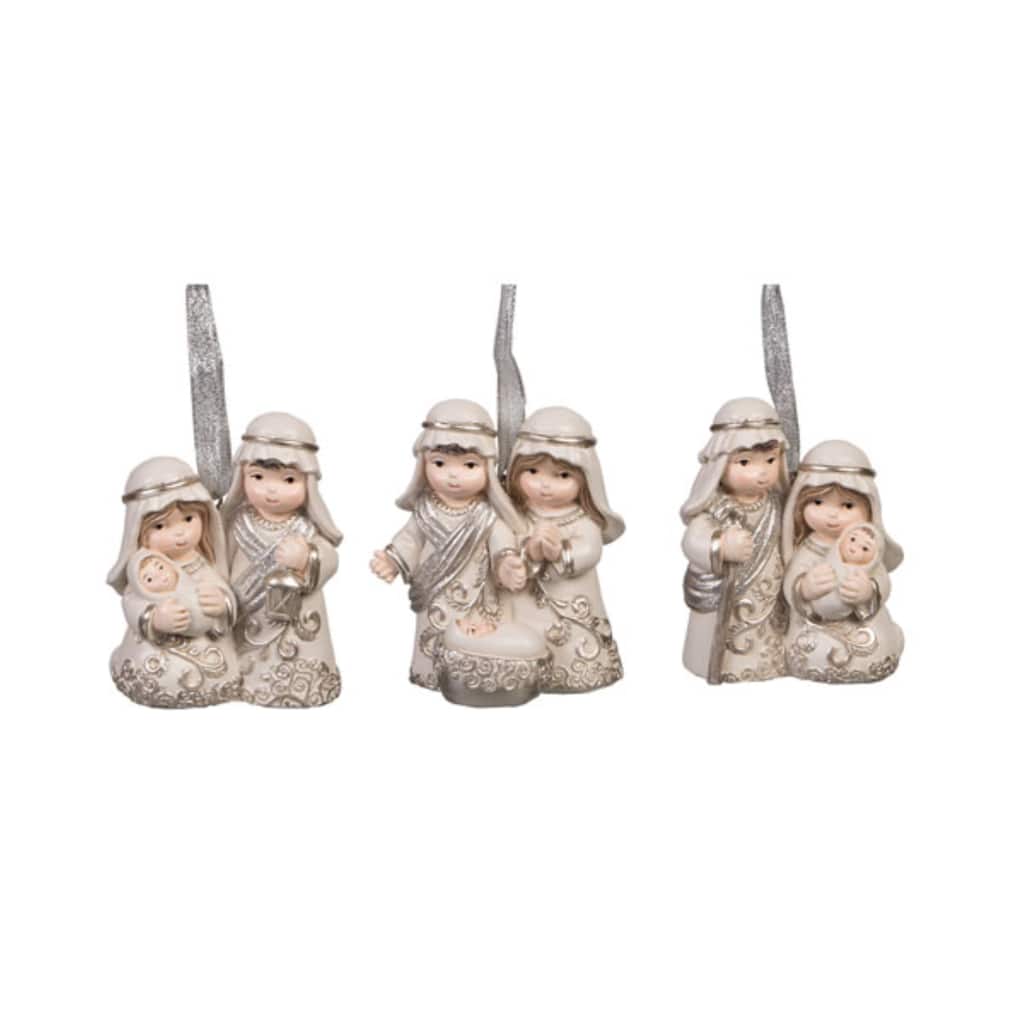 Transpac Resin Elegant Filigree Nativity Ornament Set of 3 Christmas Home Decorations