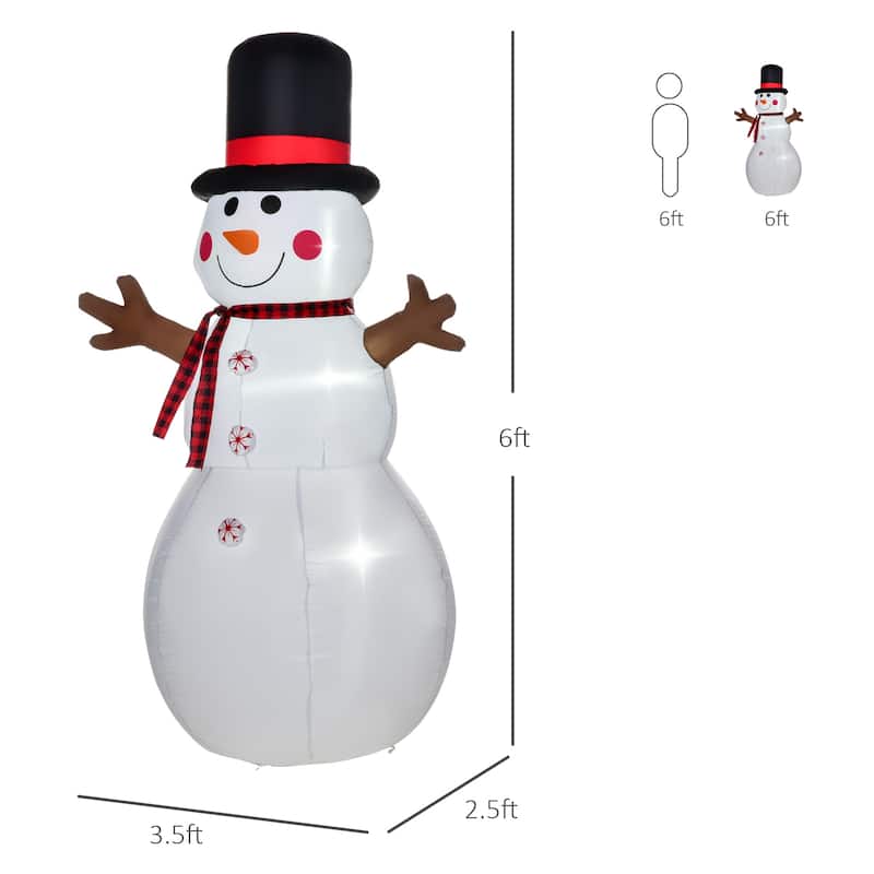 HOMCOM 6' Inflatable Snowman Christmas Decoration