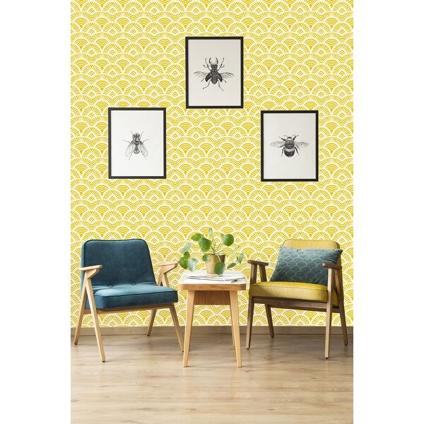 Yellow Scallops Peel and Stick Wallpaper - 25"W x 200"H - Overstock