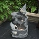 preview thumbnail 1 of 6, Grey Resin Gnomes Rock Bowl Outdoor Water Fountain with Lights